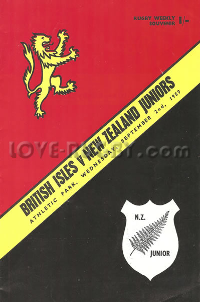 1959 New Zealand Juniors v British Isles  Rugby Programme